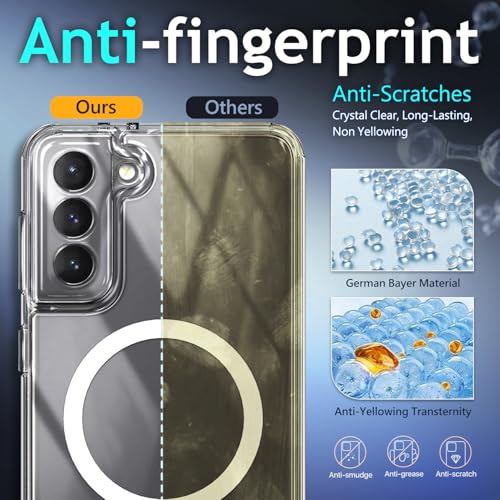 YZB Magnetic for Samsung Galaxy S21+ (Plus) Case, Clear | Compatible with MagSafe, Slim Fit Lightweight Shockproof, Military-Grade Protection, Yellowing Resistant Scratch-Resistant Back - color: Crystal Clear, size: Galaxy S21 Plus / S21 Plus 5G