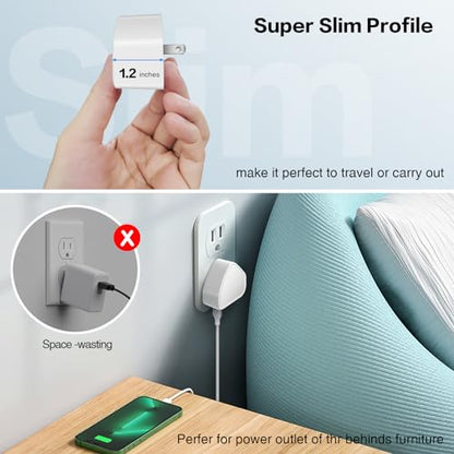 3-Pack USB C Charger Block, 40W 4 Port Flat Fast USB C Wall Charger - color: 3-Pack White