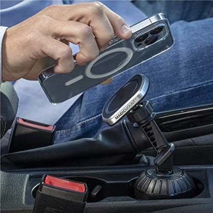 Scosche MP2CUPM-SP MagicMount Pro2 Cup Holder Magnetic Cell Phone Holder Car Mount Kit Compatible with MagSafe, iPhones, Galaxy, Pixel & All Smartphones