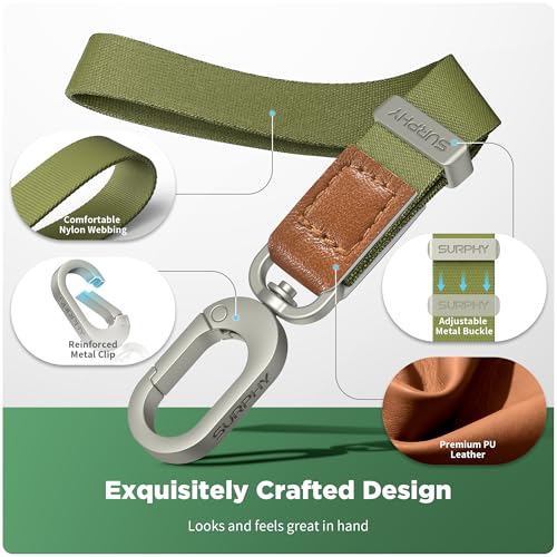 SURPHY Phone Wrist Strap, Keychain Wristlet, Wrist Lanyard with Tether Tab - color: Green