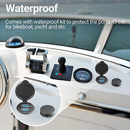 2 Ports USB 3.0 Extension Cable, Flush Mount Car Truck Boat Motorcycle Dashboard Panel Adapter-3 Feet