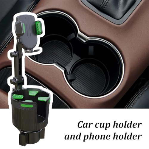Adjustable Cup Holder Phone Mount 2-in-1 Vehicle Stand Green - color: Green
