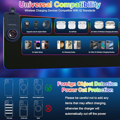 HAUTOCO Wireless Charging Mouse Pad, RGB Large Gaming Desk Mat - color: Black