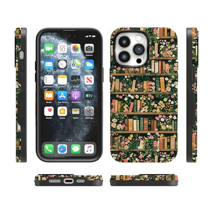 Casely iPhone 14 Pro Max Case | Book Nook | Floral Library | Bold Protective Design | Compatible with MagSafe - color: Book Nook | Floral Library