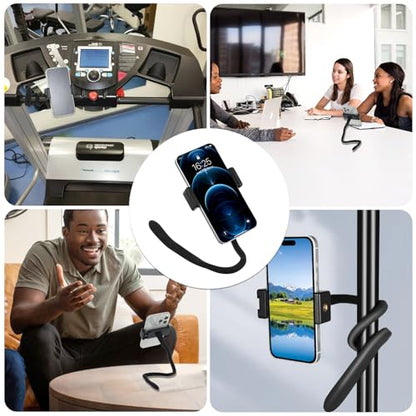Sibba Stroller Phone Holder for Parent Portable Stroller Phone Holder Mount Universal 17inch Length Flexible Gooseneck Phones Stand with Non-skidding Arm Grip Angle Adjustable for Wheelchair Treadmill - color: Black