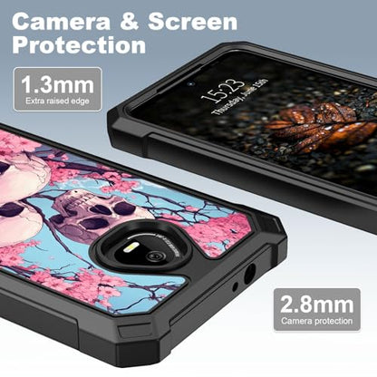 for Schok Volt Sv67q Sv67332 Case with Screen Protector, Military Grade Drop Protection, Dual Layer Hybrid Shockproof Protection TPU Phone Case for Schok Volt Sv67q, Three Skulls - color: Three skulls
