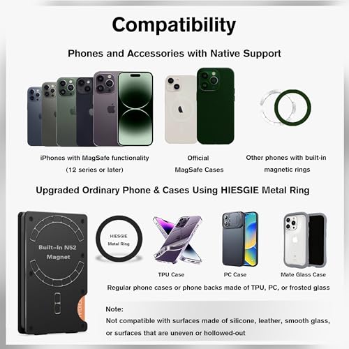 Compatible with MagSafe Wallet, Slim Wallet for Men with Money Clip, Rfid Blocking Metal Card Holder, Minimalist Magnetic Wallet Compatible with iPhone 16/15/14/13/12 Series - Classic Black - color: Black, style: Compatible With Magsafe