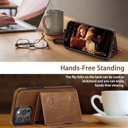 LOHASIC Compatible with Magsafe iPhone 15 Pro Max Wallet Case, Brown | Luxury Leather, RFID Blocking, Detachable Credit Card Holder Slot, Strong Magnetic, Kickstand, Flip Phone Case - color: Brown, size: for iPhone 15 Pro Max