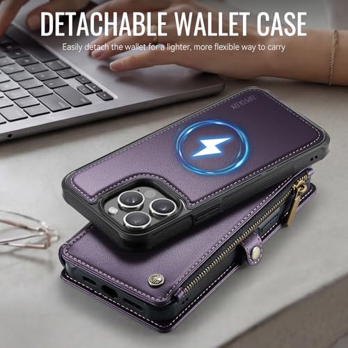 for iPhone 14 Pro Max - Phone Case Wallet Magnetic, Purple - color: Deep Purple, size: iPhone 14 Pro Max