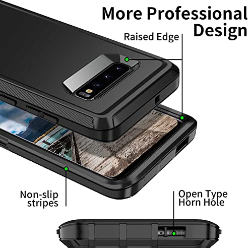 for Galaxy S10 Case,[Without Screen Protector] Belt-Clip Holster Case,Heavy Duty Shockproof 3 Layers Full Bady Protection Cover for Galaxy S10 6.1 inch, Black - color: Belt-Clip Holster Black