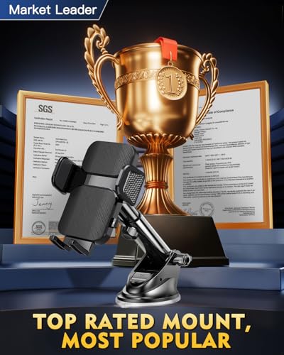 Military-Grade Construction Phone Holders for Your Car【Upgraded Suction & Clip】Cell Phone Mount Stand Universal Automobile Truck Cradle Dashboard Windshield for iPhone 18 Pro Max 17 16 15 Samsung