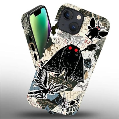 Case for iPhone 13 14, Dual Layer Phone Cover, Mothman Collage | Shockproof Hybrid Phone Case, Soft TPU and Hard PC, Durable Anti-Scratch Protection - color: Mothman Collage, size: Iphone 13/14
