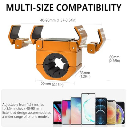 Bike Handlebar Mounts for 4.5-7.6 Phones (Gold) - color: Gold