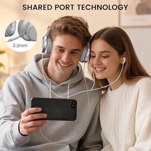 USB C Wired Over-Ear Headphones with Microphone - color: Silver