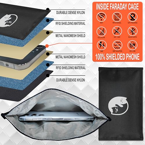 Gecko Travel Tech Faraday Bag Anti-Tracking GPS RFID Car Key Signal Blocker Wallet Shielding Pouch Protective Case for Cell Phone Car Key FOB, Data Privacy, Electronic Device Security (CAT YINYANG) - color: CAT YINYANG