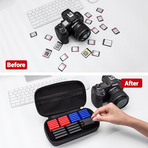 EVA PU Memory Card Holder with Individual 20 SD & 12 XQD/CFB Cards Cases - size: for 12 XQD & 20 SD