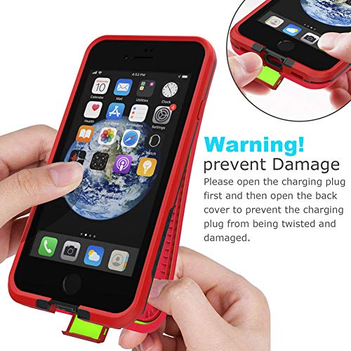 Diverbox for iPhone SE 2020/iPhone 8 Waterproof Case - Shockproof IP68 Full-Body with Screen Protector, Underwater 4.7" Cover (Bright red) - color: Bright red