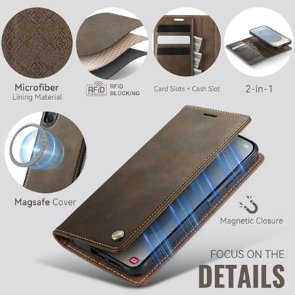 for Samsung Galaxy S26 5G 2in1 Detachable Wallet Case, Brown | Compatible with Magsafe, Magnetic, RFID Blocking Card Holder, Shockproof, Kickstand, Wireless Charging, PU Leather Flip Cover - color: (Detachable 2 in 1)-Brown, size: Galaxy S26