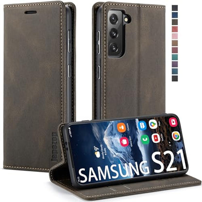 Samsung Galaxy S21 5G Wallet Case with Card Holder RFID Blocking Kickstand Magnetic,Leather Flip Case for Samsung Galaxy S21 5G 6.2 Inch(Coffee) - color: Coffee, size: S21 5G 6.2"