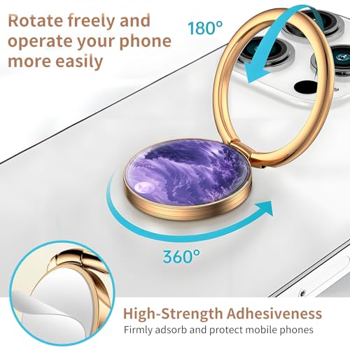 Cell Phone Ring Holder, Cute Metal Phone Grip Stand Finger Ring Kickstand, Flexible 360°Rotation Phone Tablet Case Accessories Compatible with Most Phones Purple Mountain Temple - color: Purple Mountain Temple