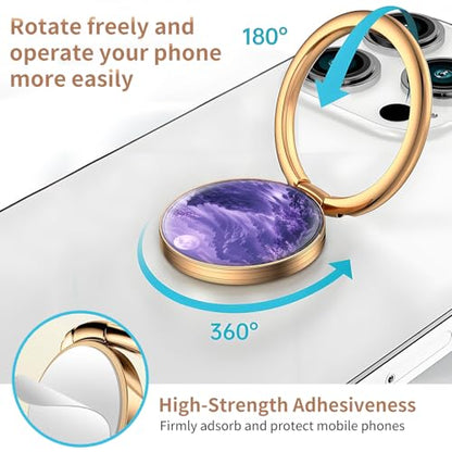 Cell Phone Ring Holder, Cute Metal Phone Grip Stand Finger Ring Kickstand, Flexible 360°Rotation Phone Tablet Case Accessories Compatible with Most Phones Purple Mountain Temple - color: Purple Mountain Temple