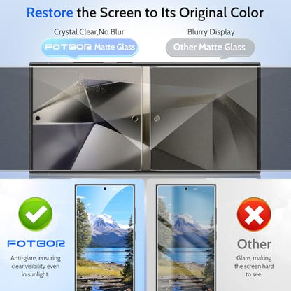 Fotbor [Ultra-Shield 26° True Privacy Screen Protector for Samsung Galaxy S24 Ultra (2-Pack), Ultrasonic Fingerprint Compatible, 9H+ Elite Matte AG Etched Glass, [Installation Master Kit] - size: Samsung Galaxy S24 Ultra-6.9 inch