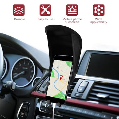 Car Mobile Phone Sunshade, Auto Portable Foldable Smartphone Umbrella Cover - color: Black