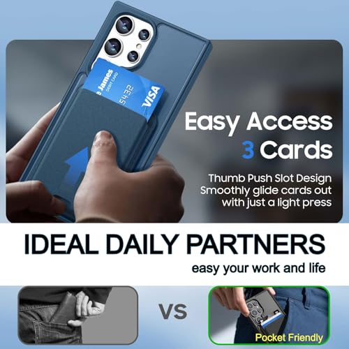 Magnetic for Samsung Galaxy S24 Ultra Wallet Case with Card Holder﻿ | Compatible with MagSafe, Shockproof Phone Cover with Detachable RFID Blocking Card Slot, Deep Blue - color: Deep Blue, size: S24 Ultra 6.8"