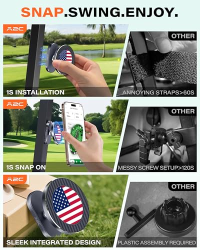 A2C American Flag Alloy Magnetic Golf Cart Phone Holder Golf Accessories - color: US FLAG