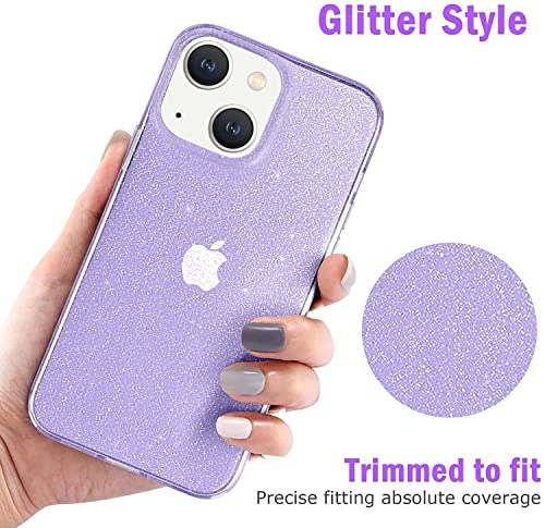 JJGoo Compatible with iPhone 13 Case, Glitter Soft TPU Shockproof Protective Bumper Cover, Sparkle Bling Sparkly Cute Slim Women Girls Phone Case for iPhone 13, 6.1inch, Purple Glitter - color: Purple Glitter