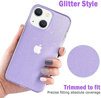JJGoo Compatible with iPhone 13 Case, Glitter Soft TPU Shockproof Protective Bumper Cover, Sparkle Bling Sparkly Cute Slim Women Girls Phone Case for iPhone 13, 6.1inch, Purple Glitter - color: Purple Glitter