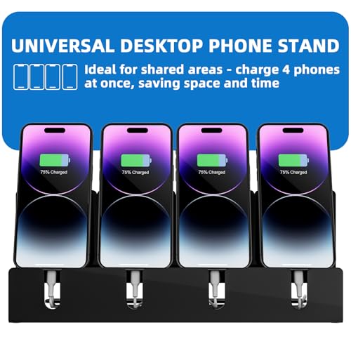 4 Phones Acrylic Multiple Cell Phone Stand - color: Black