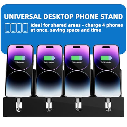 4 Phones Acrylic Multiple Cell Phone Stand - color: Black