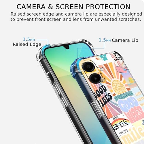 Case for Samsung Galaxy A06 4G/5G with Aesthetic Design,Good Vibes Positive Quote Collage,Clear Slim Soft TPU Bumper Phone Cover,6.7”(Good,A06)