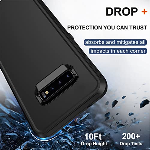for Samsung Galaxy S10 Case with Belt Clip Holster, 2 x Screen Protector, [Military Grade Drop Protection] Heavy Duty Full Body Shockproof Rugged Protective Cover for Samsung Galaxy S10 Black - color: Black