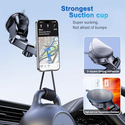 for Pop Socket Car Mount, Suction Cup Socket Grip Holder for Car with Strong 3M Sticky Adhesive, Dashboard Windshield Car Phone Holder Works for Popsocket, Fits All Smartphones with Pop Grip - style: Suction Cup