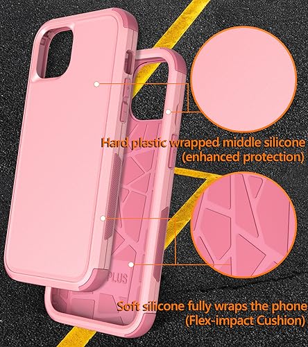Diverbox for iPhone 15 Pro Case [Shockproof] [Dropproof] [Tempered Glass Screen Protector ],Heavy Duty Protection Phone Case Cover for Apple iPhone 15 Pro 6.1 inch (Pink) - color: Pink