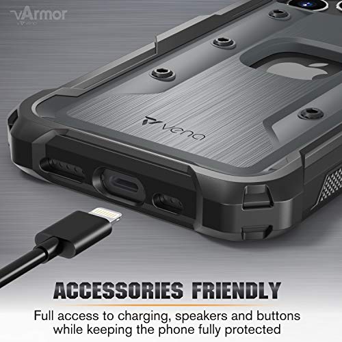 VENA vArmor for iPhone 12 / iPhone 12 Pro Rugged Case | Military-Grade Drop Protection, Belt Clip Holster and Kickstand for everyday protection, Works with Wireless Charging