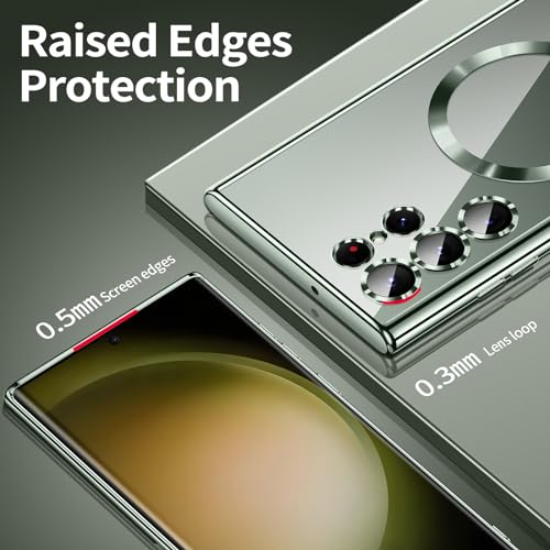 For Samsung Galaxy S23 Ultra Case（only）, Covers for s23u .Magnetic Metallic Glossy Slim Clear Luxury Soft Shockproof funda capa para for Galaxy S23 Ultra 6.8 inch.Compatible with MagSafe (Green) | only - color: Green