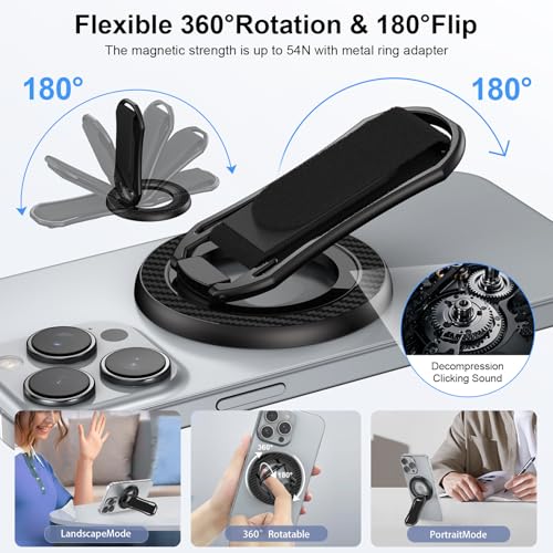 Magnetic Phone Grip for Samsung S26 Ultra S25 S24 Ultra MagSafe Kickstand - color: Black
