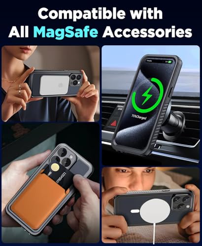 Beeasy for iPhone 15 Pro Max Waterproof Case with Magsafe, IP68 Underwater Military Grade, Phone Case with Shockproof, Dustproof, Rugged 360 Full Body Protection Cover with Built-in Screen Protector - size: iPhone 15 Pro Max (6.7")