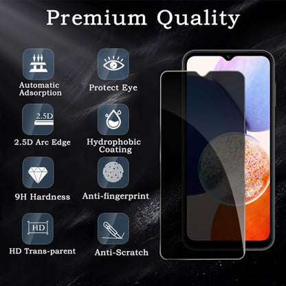 [2+2 Pack] Privacy Screen Protector for Samsung Galaxy A14 5G, Anti-Spy Shatterproof Tempered Glass with Camera Lens Tempered Glass 9H Hardness Bubble Free Anti-Glare Case Friendly