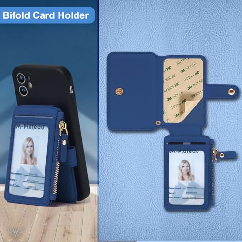 M-Plateau Phone Wallet Stick On with Attachable Sticker | Credit Card Holder for Women Phone case Stick on Attachable Credit Card Holder for Phone (Compatible with Most Smartphones) - color: Dark Blue