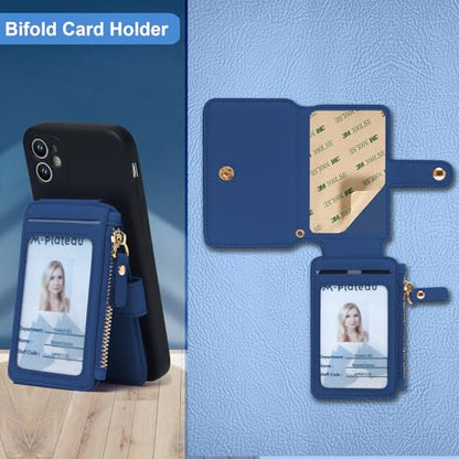 M-Plateau Phone Wallet Stick On with Attachable Sticker | Credit Card Holder for Women Phone case Stick on Attachable Credit Card Holder for Phone (Compatible with Most Smartphones) - color: Dark Blue