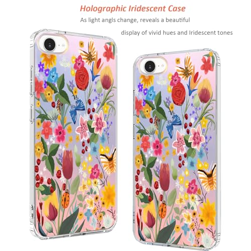 for iPhone 17e & 16e Case: Slim Clear Matte Cute Flowers Floral Design for Girls Women Military Grade Drop Protection TPU Bumper Shockproof Silicone Phone Cover (Garden Rose) - color: Wild Flower