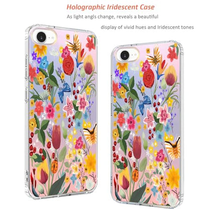 for iPhone 17e & 16e Case: Slim Clear Matte Cute Flowers Floral Design for Girls Women Military Grade Drop Protection TPU Bumper Shockproof Silicone Phone Cover (Garden Rose) - color: Wild Flower