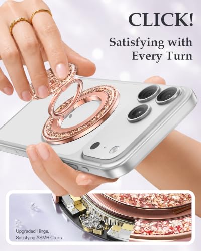 SYNCWIRE for MagSafe Phone Grip, Sparkly Magnetic Phone Ring Holder - color: Glitter Rose Gold