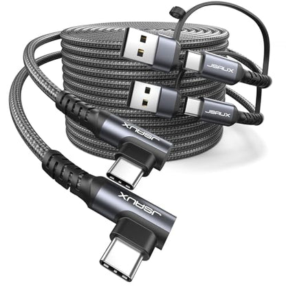 JSAUX 3-in-1 USB C Cable 2-Pack 10FT, 100W Right-Angle Fast Charging, Grey - color: Grey, size: 10FT