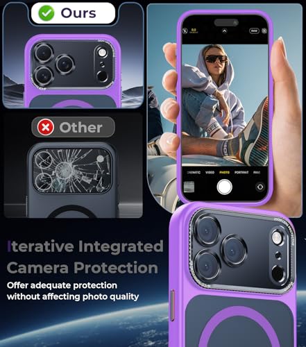 Magnetic for iPhone 17 Pro Max Case with Integrated Camera Protection, [Seamless Work with Magsafe] [Military Grade Shockproof] [Covered Camera Control Button] Case for iPhone 17 Pro Max 6.9'', Purple - color: Purple