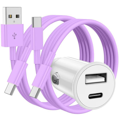40W USB C Car Charger, Dual Port USB-C & USB-A Car Fast Charging Adapter - color: Purple, size: 3ft